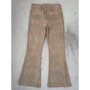 American Eagle Super High Rise Flare Corduroy Pants Womens 8 Beige Stretch 30x30